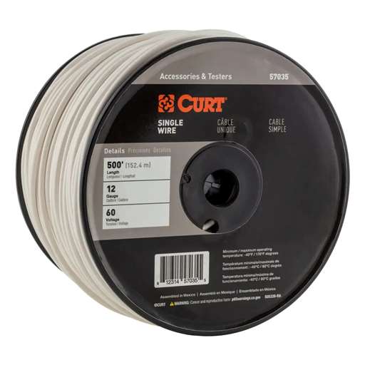 Curt Automotive Primary Wire, White 500' Spool - 57035