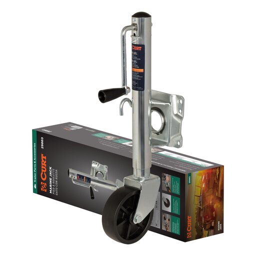 Curt Marine Trailer Jack with 6" Wheel (1,000 lbs, 10" Travel, Packaged) - 25003