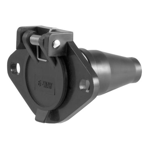 Curt 6-Way Round Connector Socket (Vehicle Side, Black Plastic) - 58130